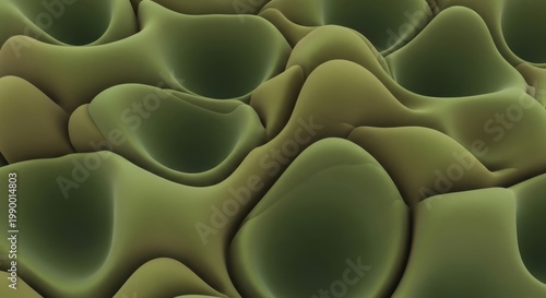 An abstract depiction of Nature's organic shapes and smooth formations in a green landscape