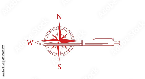 Compass and pen symbolize direction and creativity