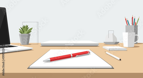 Clean and organized office desk setup for a productive workspace.