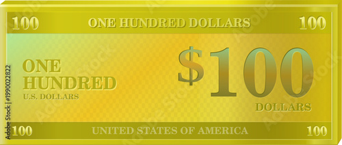Banknote design gold one hundred dollar bill 