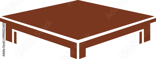 Brown Wooden Table with Four Legs Isolated on White Background