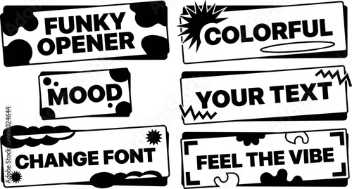 Black and white funky opener mood change font colorful text vibe vector art