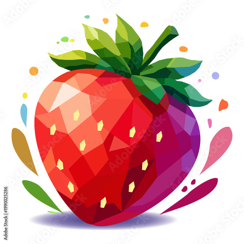 Vibrant Low Poly Strawberry Vector Art