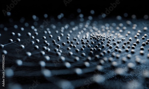 Microscopic view of spherical elements arranged in curved structure