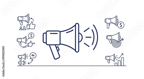 Megaphone Loudspeaker Icon Communication Tool.