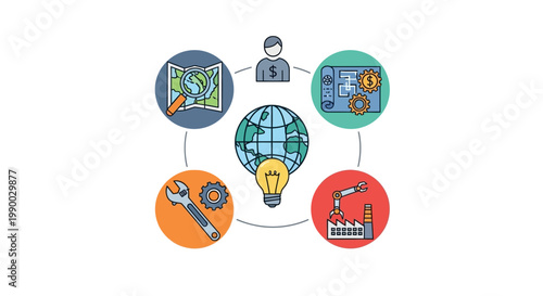 Innovation and business concept icons.