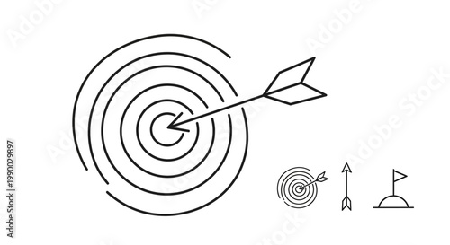 Bullseye Target with Arrow Illustration.