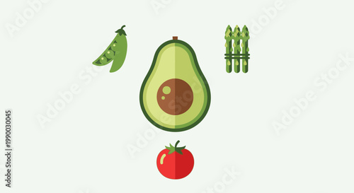 Fresh avocado and tomato ingredients.