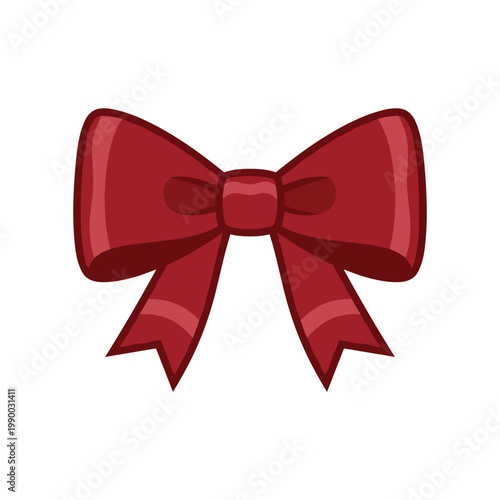 Photos A classic and elegant red bow with subtle creases and a simple knot is centered in the image