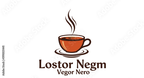 Stylized illustration of a steaming coffee cup on a saucer