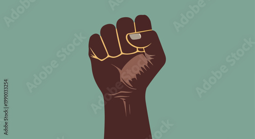 Raised Fist Symbolizing Unity Strength.