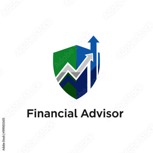 Free Download Professional Financial Advisor Logo Concept Featuring A Shield With Growth Arrows. EPS Editable. Vector Illustrations. - GFXLoad