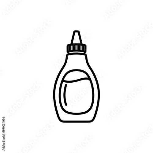 A simple black and white illustration of a squeeze bottle