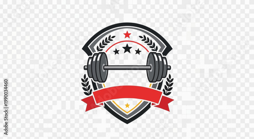 Weightlifting Barbell Emblem Graphic Design.