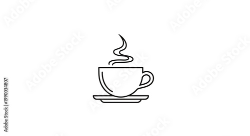 Hot beverage in a cup with steam rising, symbolizing warmth and comfort in a minimalist design