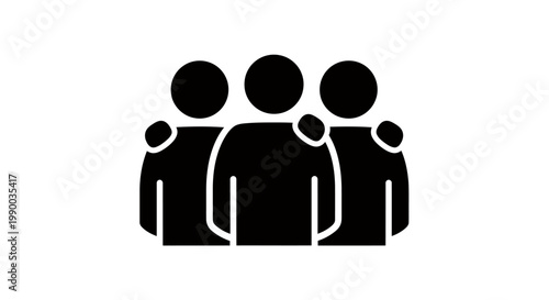 Group of silhouetted people standing together in a unified, collective formation.