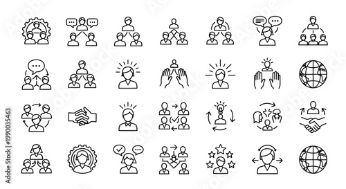 Collection of people icons illustrating group collaboration and community.