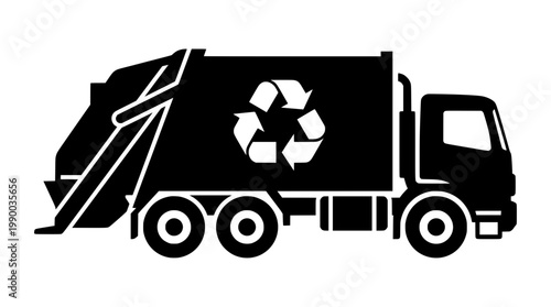 Garbage Truck Silhouette Icon Bold Vector