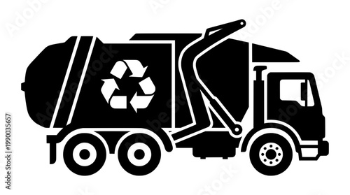 Garbage Truck Silhouette Icon Bold Vector