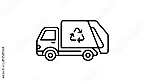 Garbage Truck Monoline Icon Minimal Vector