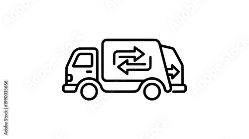 Garbage Truck Monoline Icon Minimal Vector