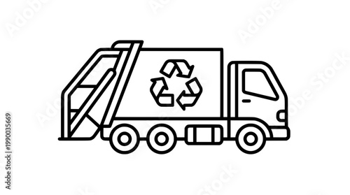 Recycling Truck Flat Monoline Icon Vector