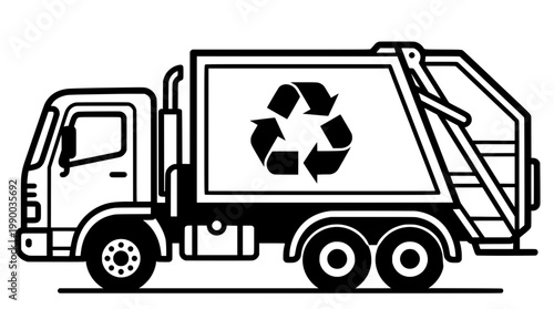 Garbage Truck Logo Icon With Recycling