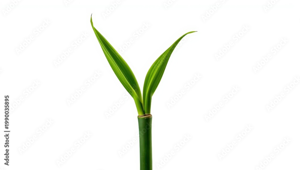 Naklejka premium Bamboo sprout on white backdrop