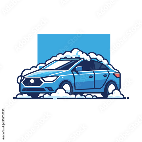 Blue Car Wash Service Illustration