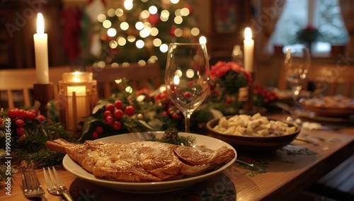 Classic Czech Christmas meal - battered carp with potato salad.