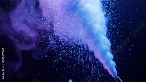 低アングル激烈UVスモーク噴出 縦方向ホイップパン高速映像