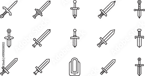 Black and white line of tools, and a light bulb line tools