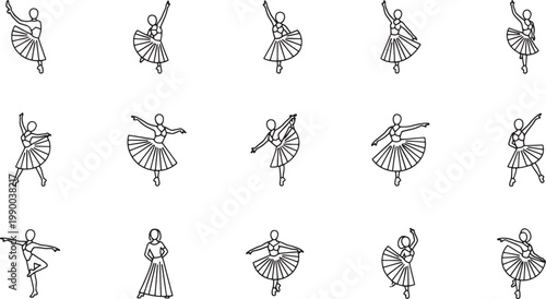 Black and white of ballerinas in various poses ballet dancer