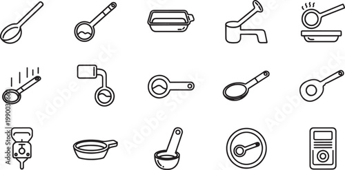 Black and white of kitchen utensils and tools spoon