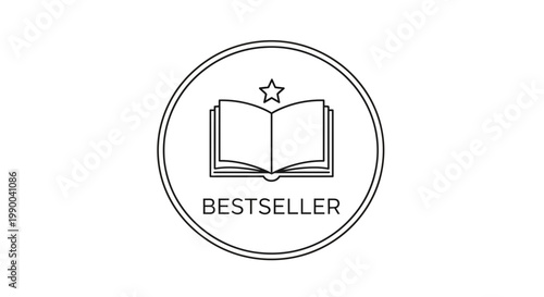 Bestseller Badge Icon - Open Book and Star Graphic