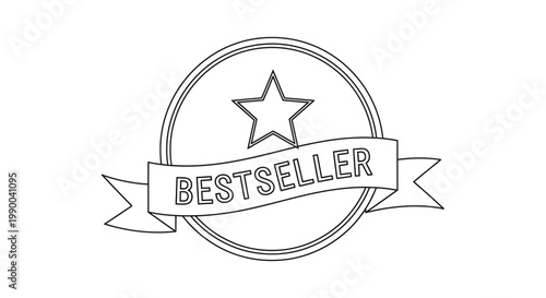 Bestseller Badge with Star and Ribbon - Hand Drawn Style