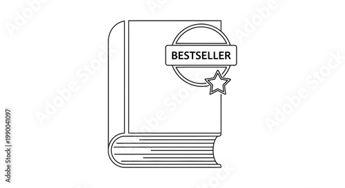 Bestseller Book Badge Icon - Outline Illustration