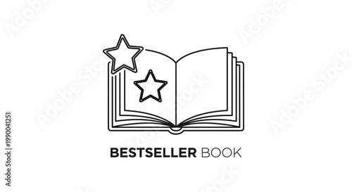 Bestseller Book Icon with Stars - Concept of Success and Achievement in Literature