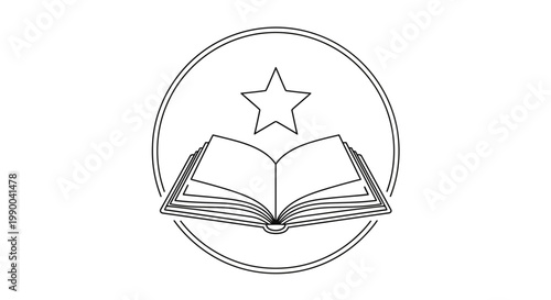 Open Book Star Circle Icon Vector Graphic