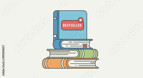 Stack of Books with Bestseller Badge - Reading, Literature, Success