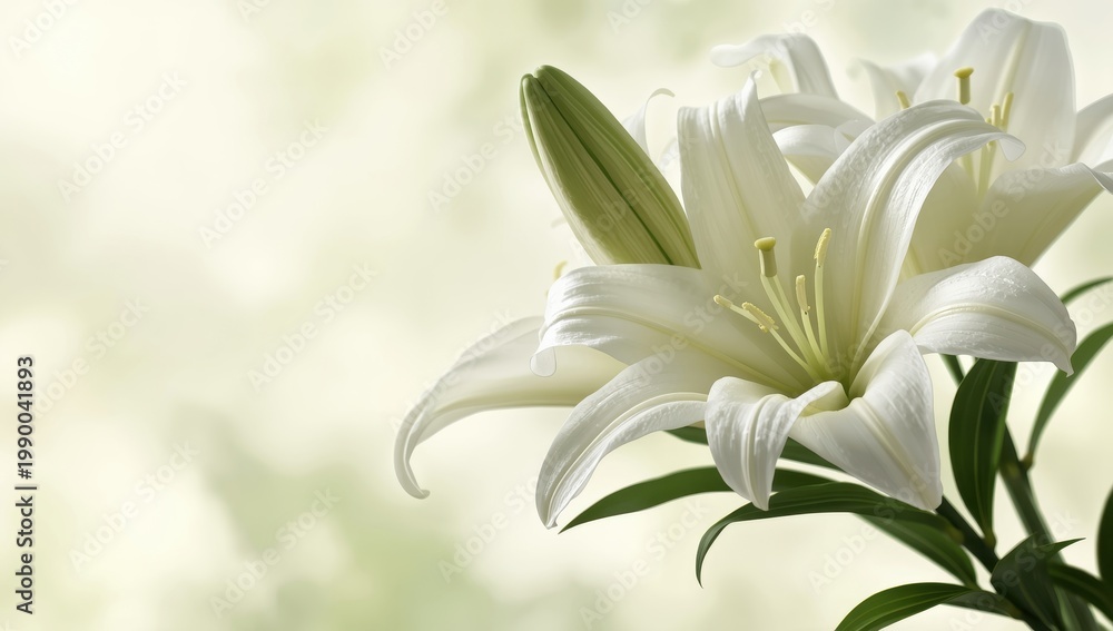 Obraz premium Lily blossoms on pale backdrop