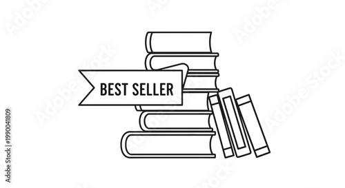 Best Seller Books Stack Icon Vector Illustration