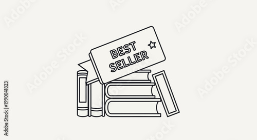 Best Seller Books Stack Icon Vector Illustration - Outline Style