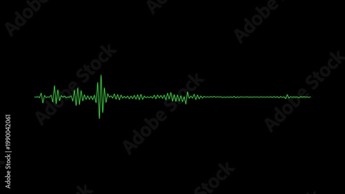 A glowing colorful audio waveform displayed on a black background, representing sound signal, music visualization, or digital frequency activity.