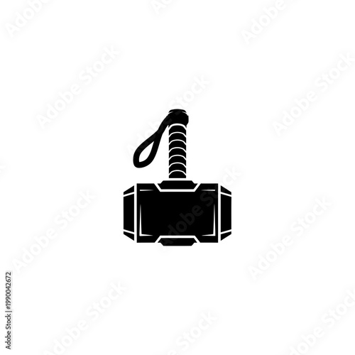 Black Viking War Hammer Silhouette Vector Icon Illustration