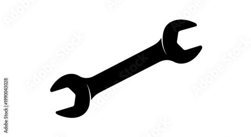 Black wrench icon silhouette on white background vector illustration