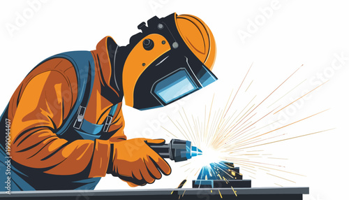welder working on a metal background