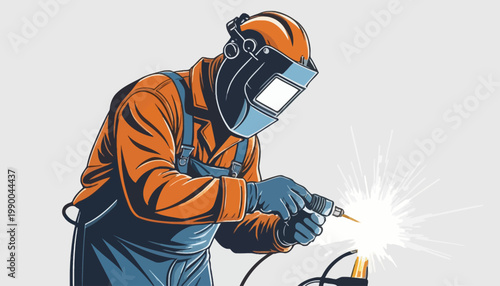 silhouette of a welder on working area