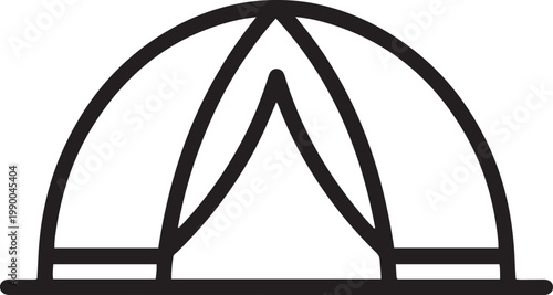 Heading to camp line - Premium icon. Simple one line drawing of dome tent. one line icon drawing vector