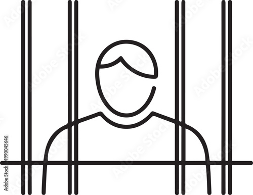 person is not free from the arrest hold cage. one line icon drawing vector